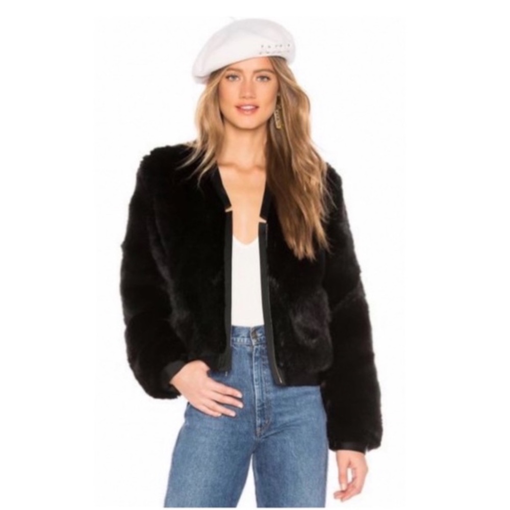 J. Brand Black Faux Fur Jacket